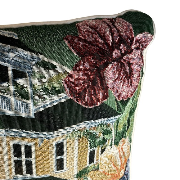 Signed Glynda Turley Tapestry Throw Pillow Yellow Plantation Children Playing - Picture 7 of 14